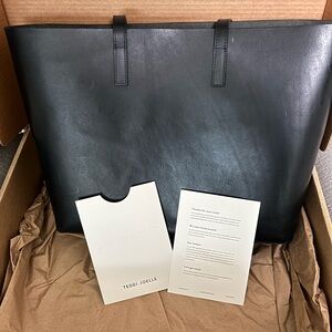 Teddi Joelle Black Leather Tote Bag